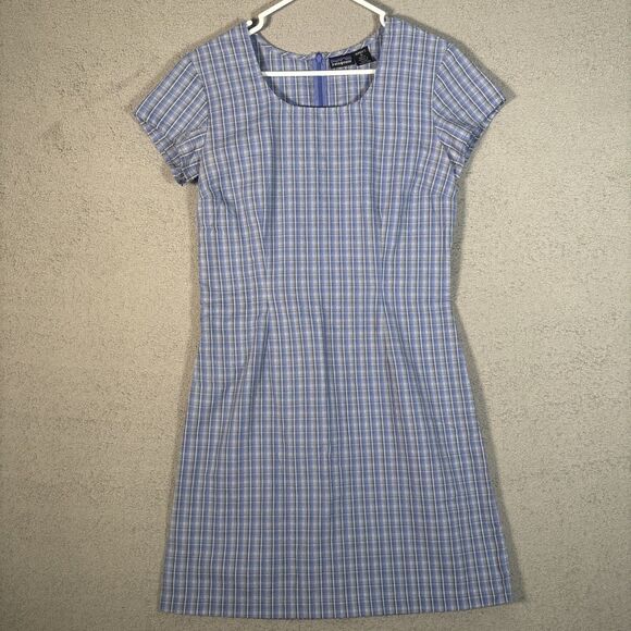 Patagonia Dresses & Skirts - Vintage Patagonia Puckerware Dress Women’s Size 10 Blue Plaid Y2K 90 Cottage‎
